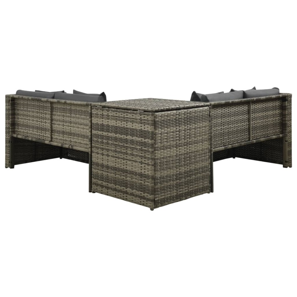 Set de muebles de jardín 4 pzas y cojines ratán sintético