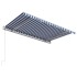 Toldo automático retráctil azul y blanco 450x300