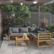 Juego de muebles jardín 6 pzas con cojines madera maciza acacia