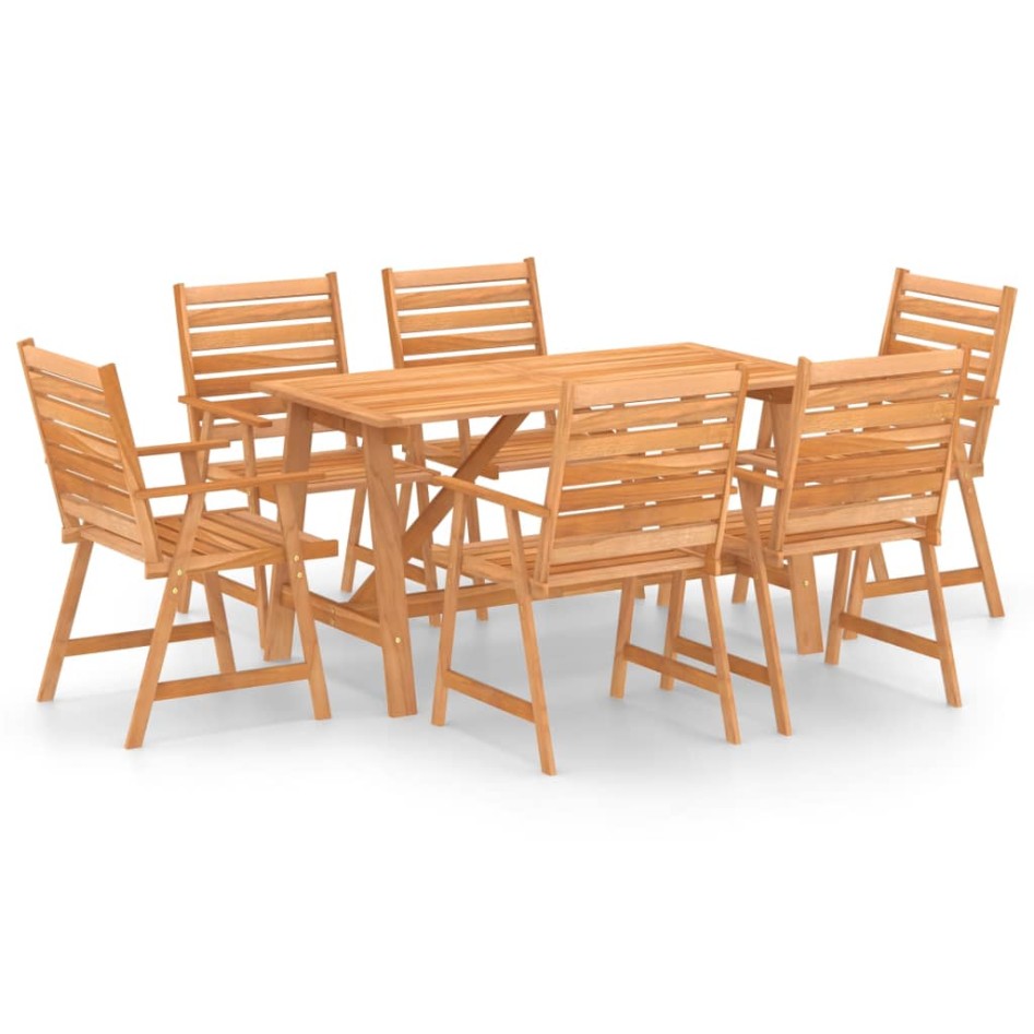 Juego de comedor para jardín 7 piezas madera maciza de