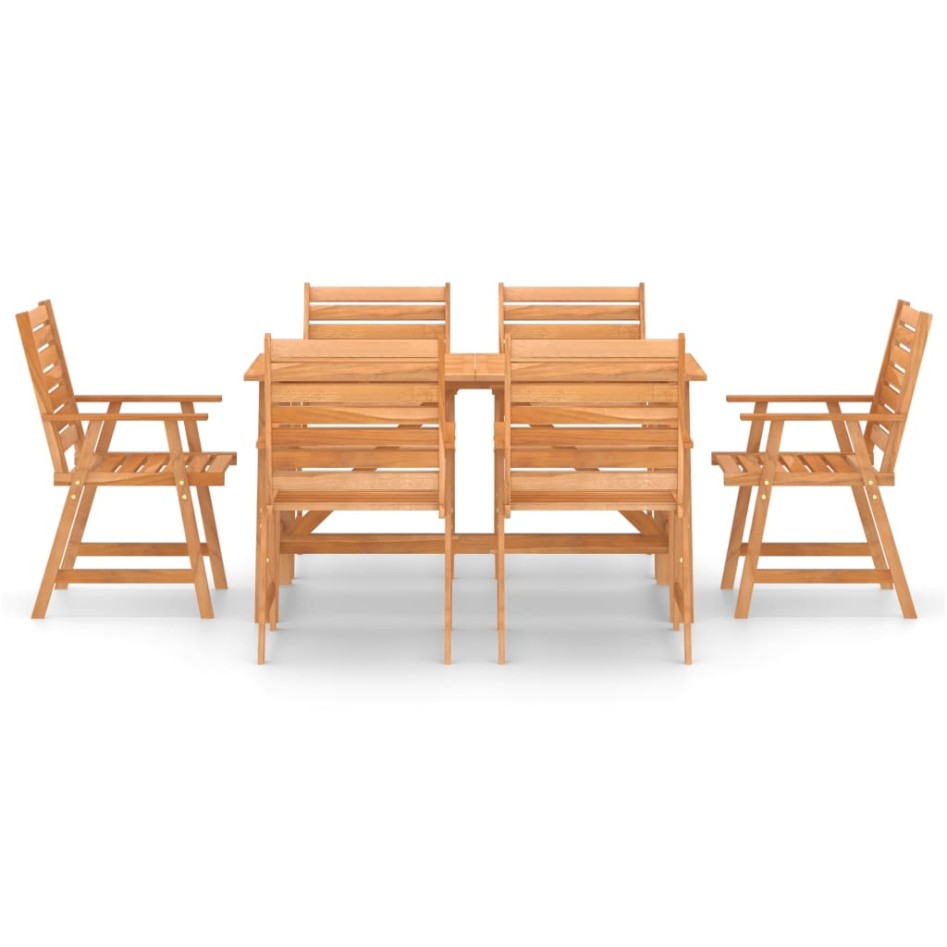 Juego de comedor para jardín 7 piezas madera maciza de