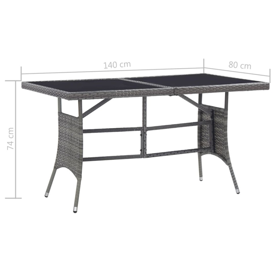 Set comedor jardín 7 pzas ratán sintético gris antracita y