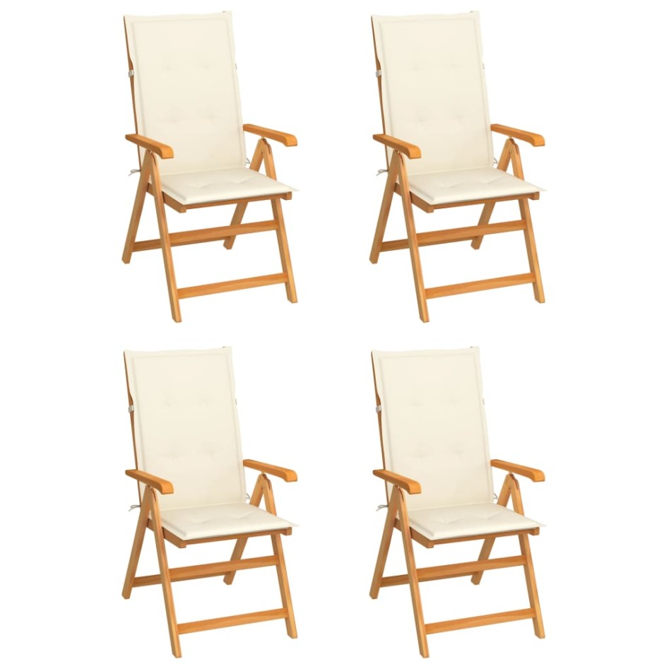 Sillas de jardín 4 uds madera maciza teca cojines color