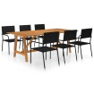 Juego de comedor de jardín 7 piezas negro