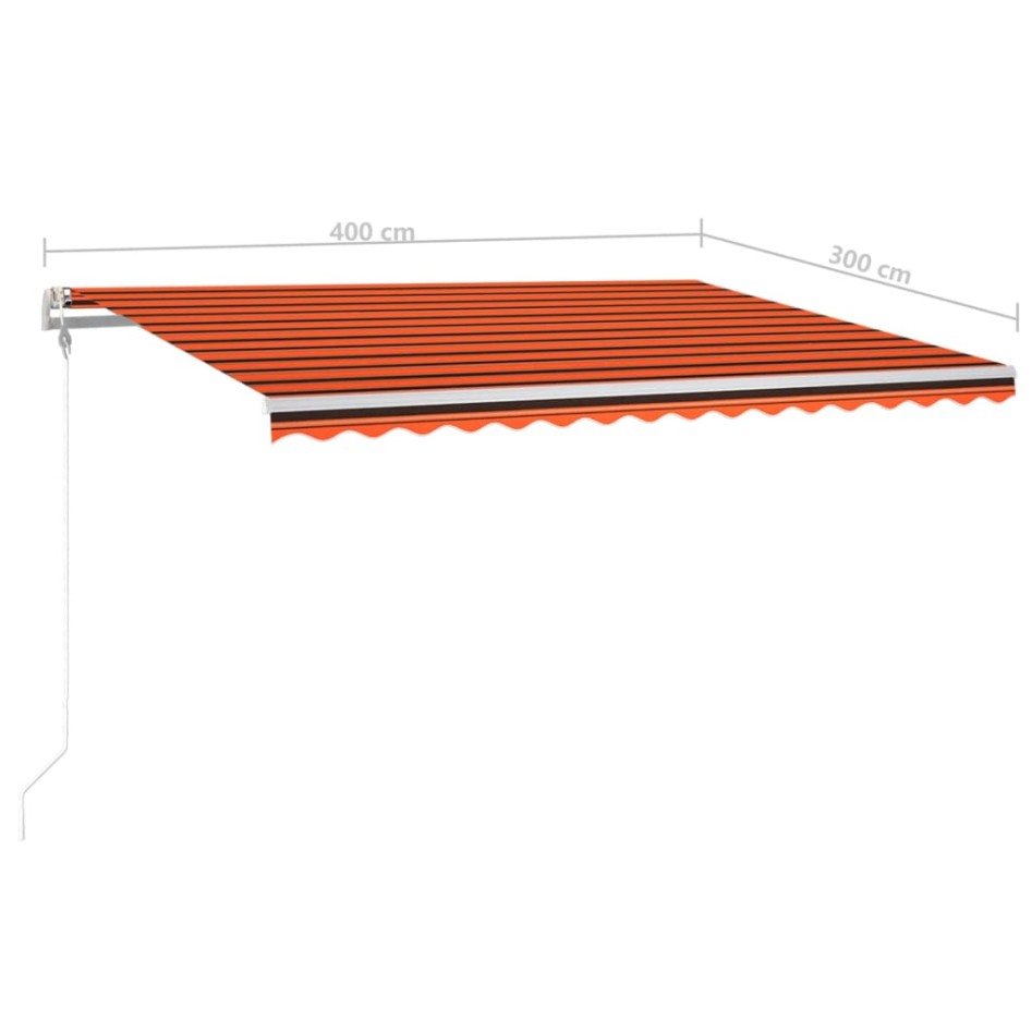Toldo automático LED sensor de viento naranja marrón 400x300