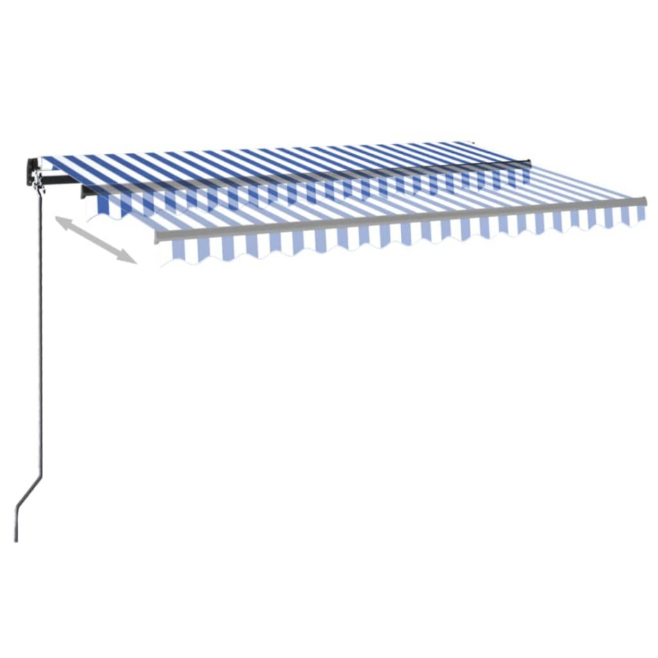 Toldo automático LED sensor de viento azul y blanco 400x300