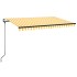 Toldo retráctil automático amarillo y blanco 450x350