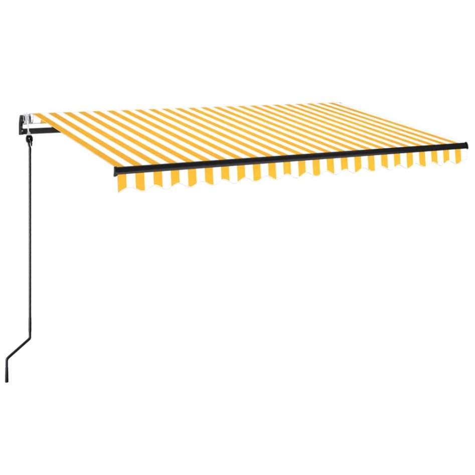 Toldo retráctil automático amarillo y blanco 450x350