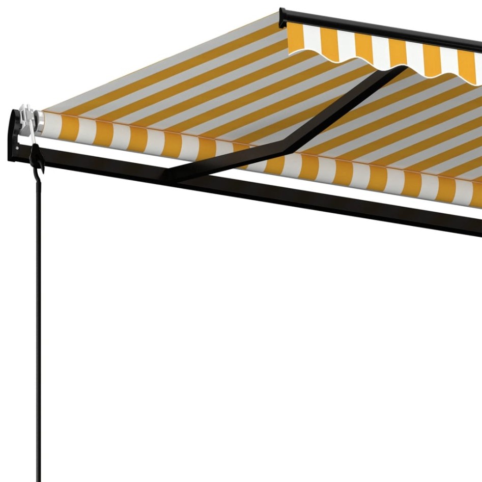 Toldo retráctil automático amarillo y blanco 450x350
