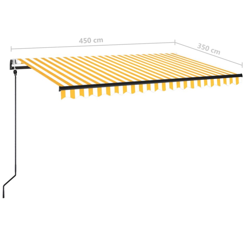 Toldo retráctil automático amarillo y blanco 450x350