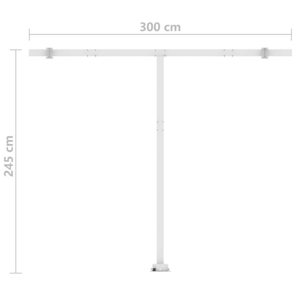 Toldo automático LED sensor de viento azul y blanco 300x250