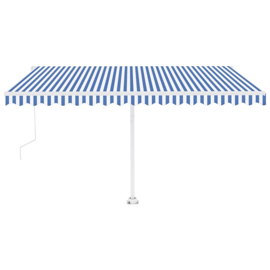 Toldo de pie automático azul y blanco 450x300