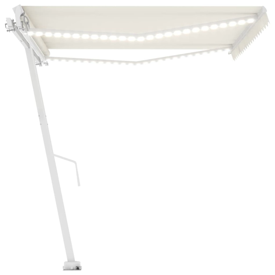 Toldo manual retráctil con LED color crema 400x350