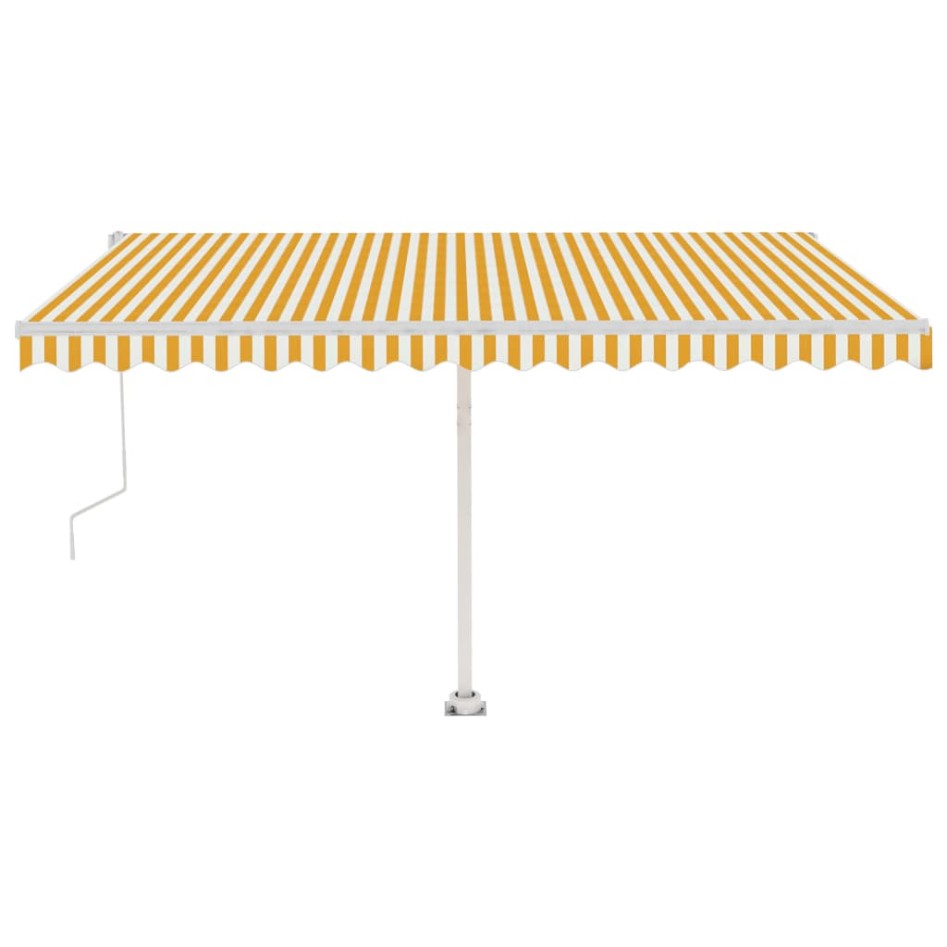 Toldo de pie automático amarillo y blanco 450x350