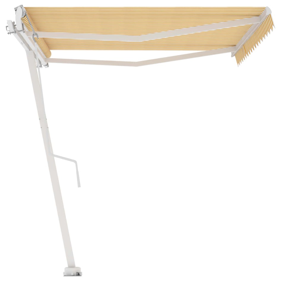Toldo de pie automático amarillo y blanco 450x350