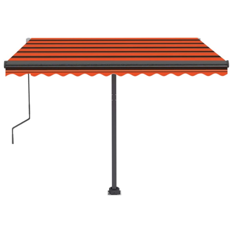 Toldo de pie automático naranja y marrón 300x250