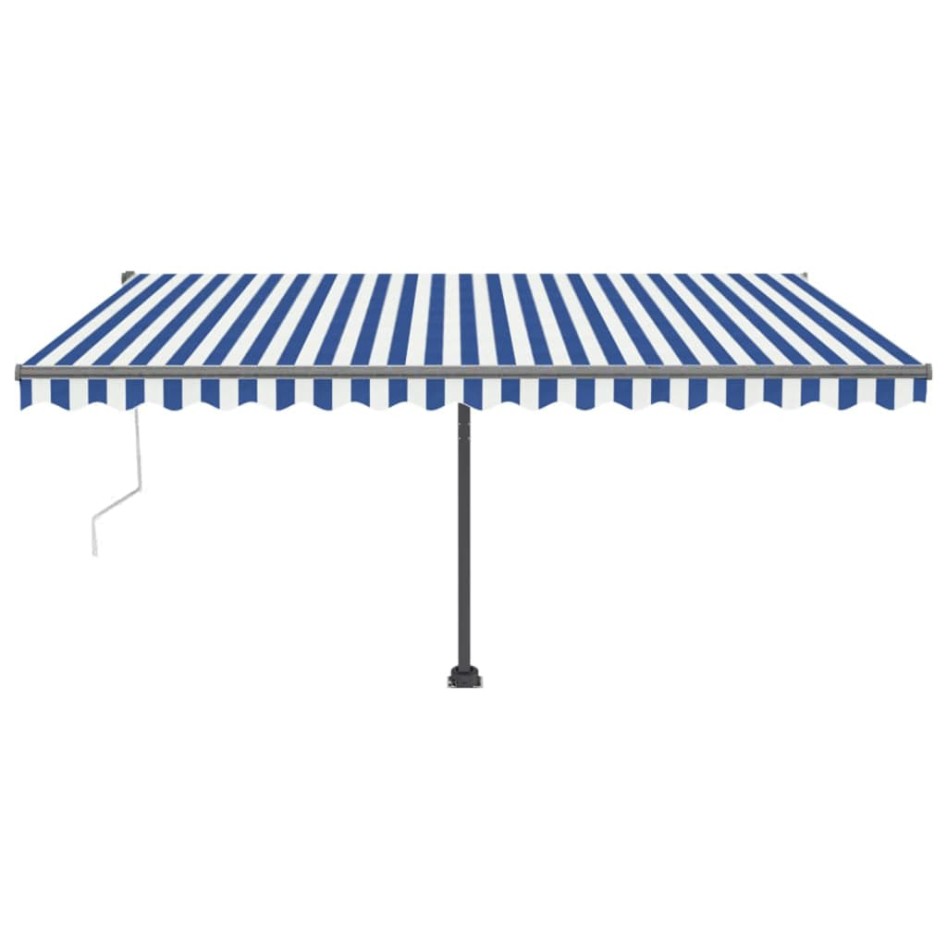 Toldo de pie automático azul y blanco 400x300