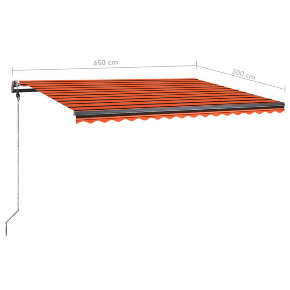 Toldo manual retráctil con LED naranja y marrón 450x300