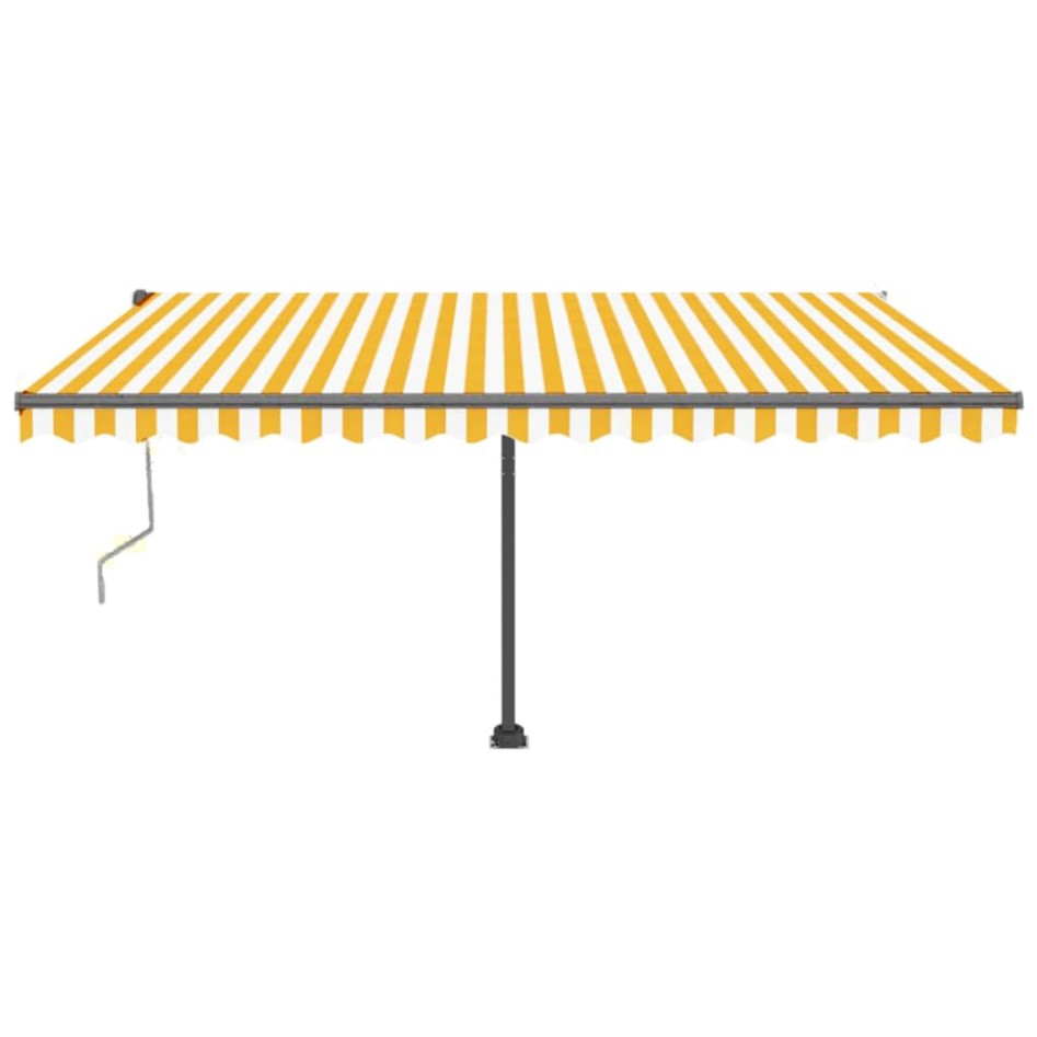 Toldo de pie automático amarillo y blanco 400x350