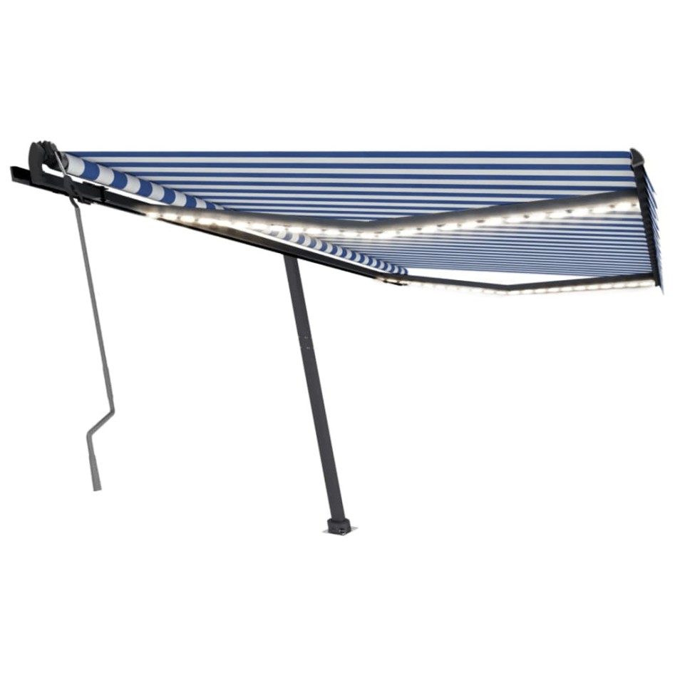 Toldo manual retráctil con LED azul y blanco 400x350