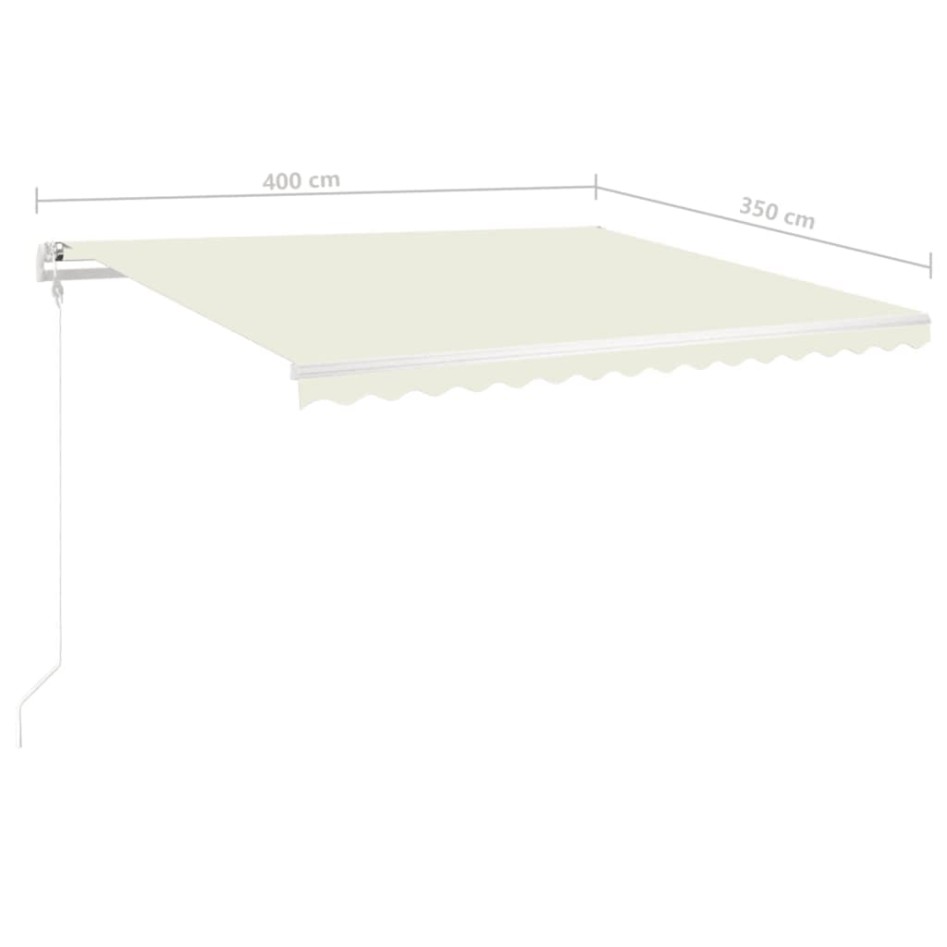 Toldo manual retráctil con LED crema 4x3,5