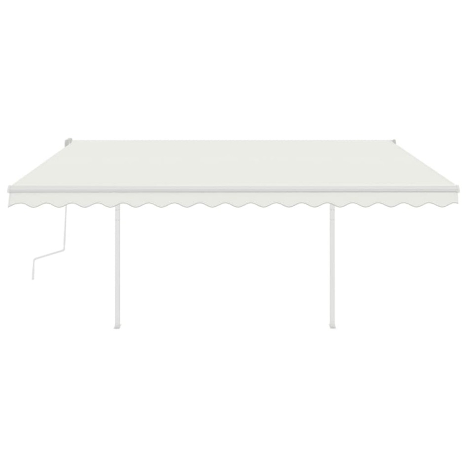 Toldo manual retráctil con postes crema 4x3,5
