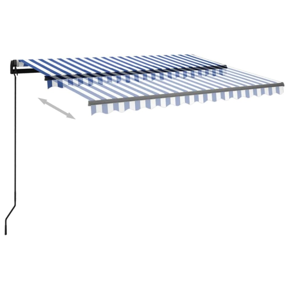 Toldo automático LED sensor de viento azul y blanco 3,5x2,5
