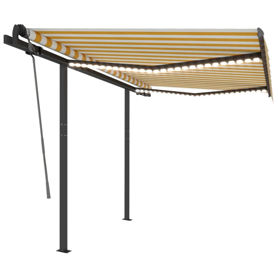 Toldo automático LED sensor de viento amarillo blanco 3,5x2,5