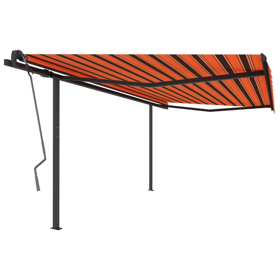Toldo automático retráctil con postes naranja y marrón 4x3