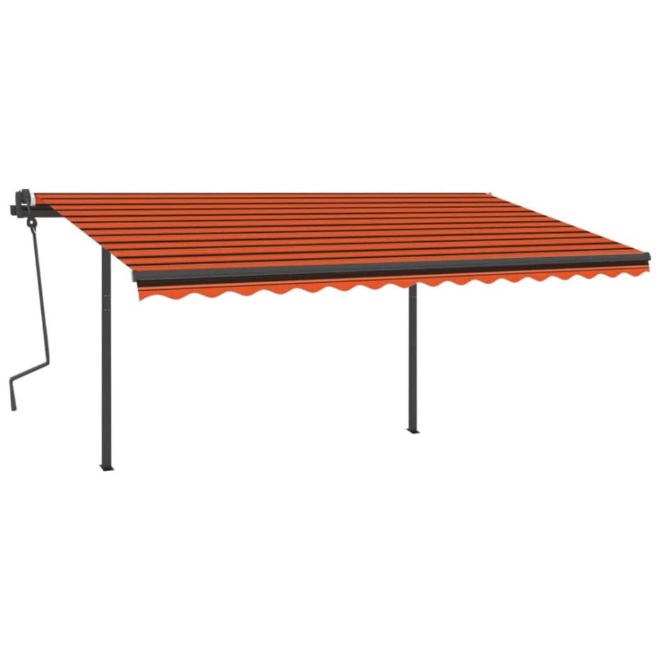 Toldo automático retráctil con postes naranja y marrón 4x3