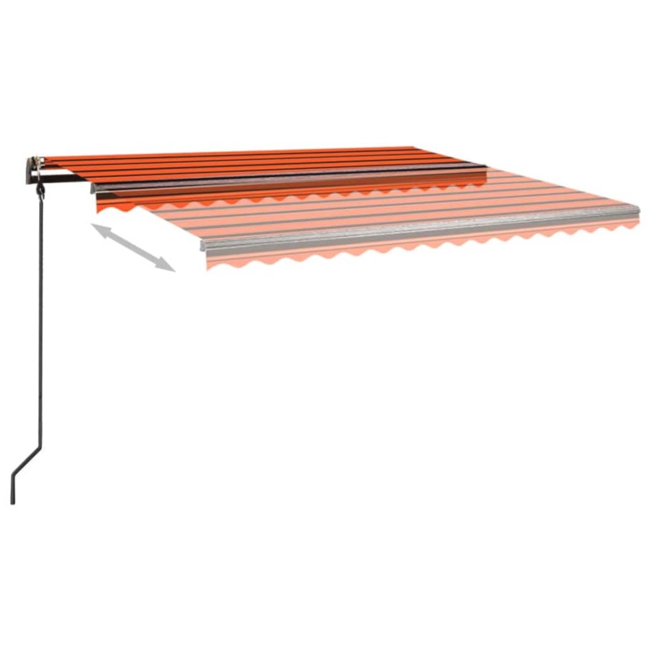 Toldo automático retráctil con postes naranja y marrón 4x3