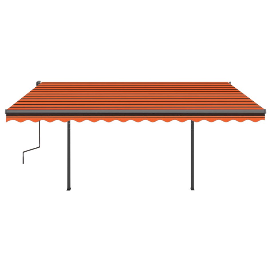 Toldo automático retráctil con postes naranja y marrón 4x3