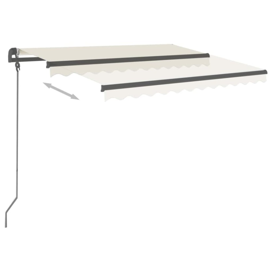 Toldo automático retráctil con postes color crema 3,5x2,5