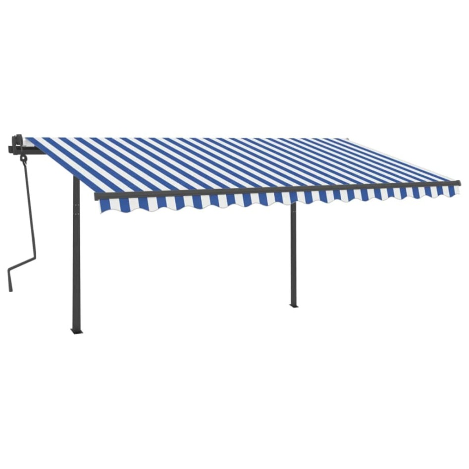 Toldo manual retráctil con LED azul y blanco 4x3,5