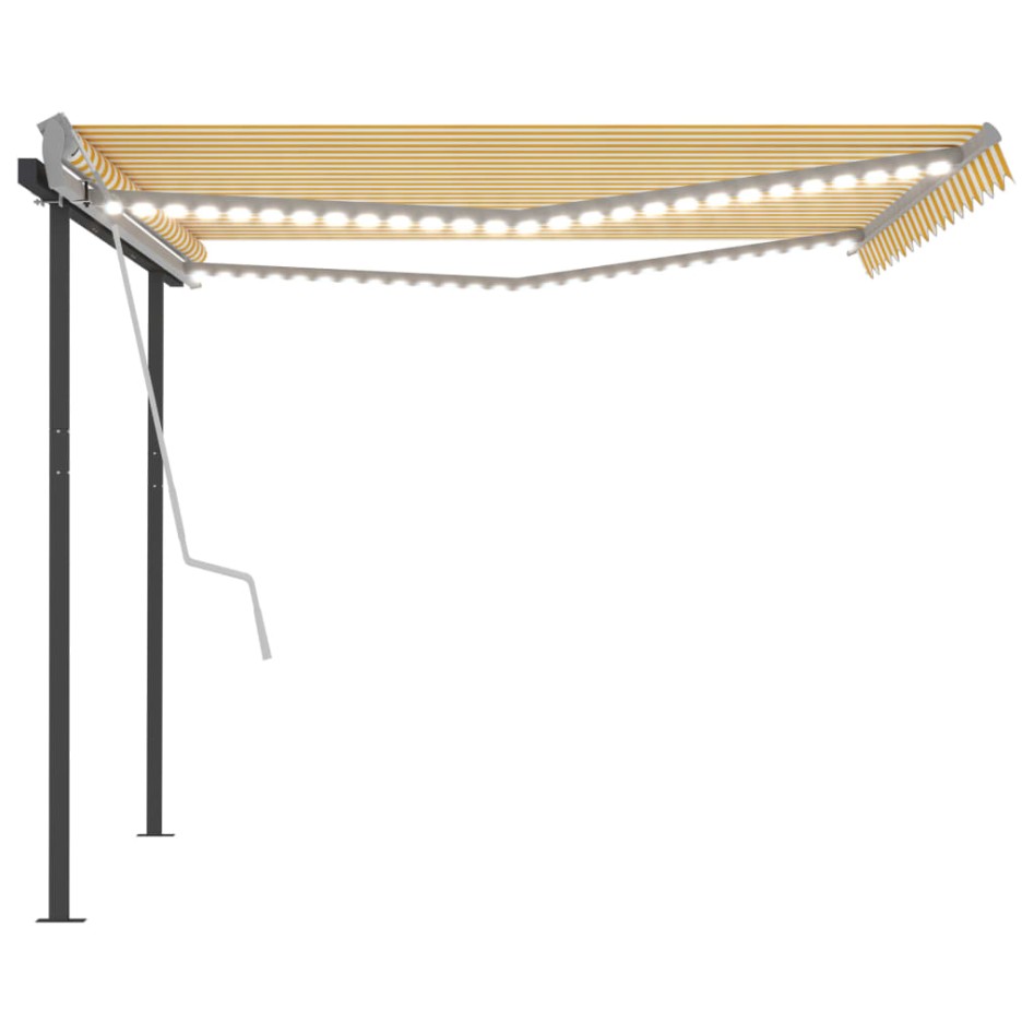 Toldo manual retráctil con LED amarillo y blanco 4x3,5