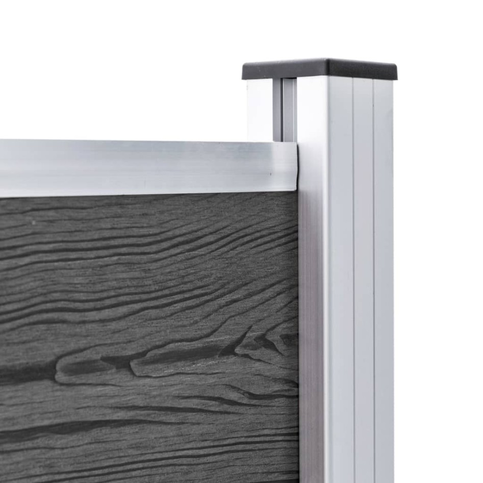 Set de paneles de valla WPC negro 526x105