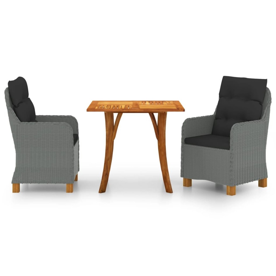 Juego de comedor para jardín 3 piezas gris