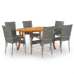 Juego de comedor para jardín de 7 piezas gris