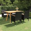 Juego de comedor para jardín de 5 piezas negro