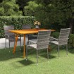 Juego de comedor para jardín 5 piezas gris