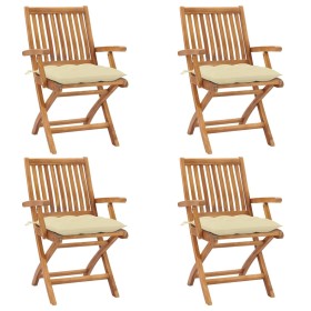 Sillas de jardín plegables 4 uds madera maciza teca con