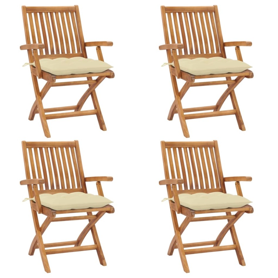 Sillas de jardín plegables 4 uds madera maciza teca con