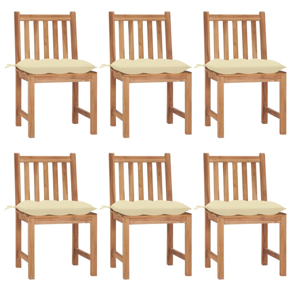 Sillas de jardín 6 unidades madera maciza de teca con