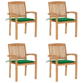 Sillas de jardín apilables 4 uds madera de teca con