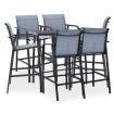 Mesa alta y taburetes de bar de jardín 7 piezas negro y gris
