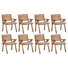 Sillas de jardín 8 uds madera maciza de teca con
