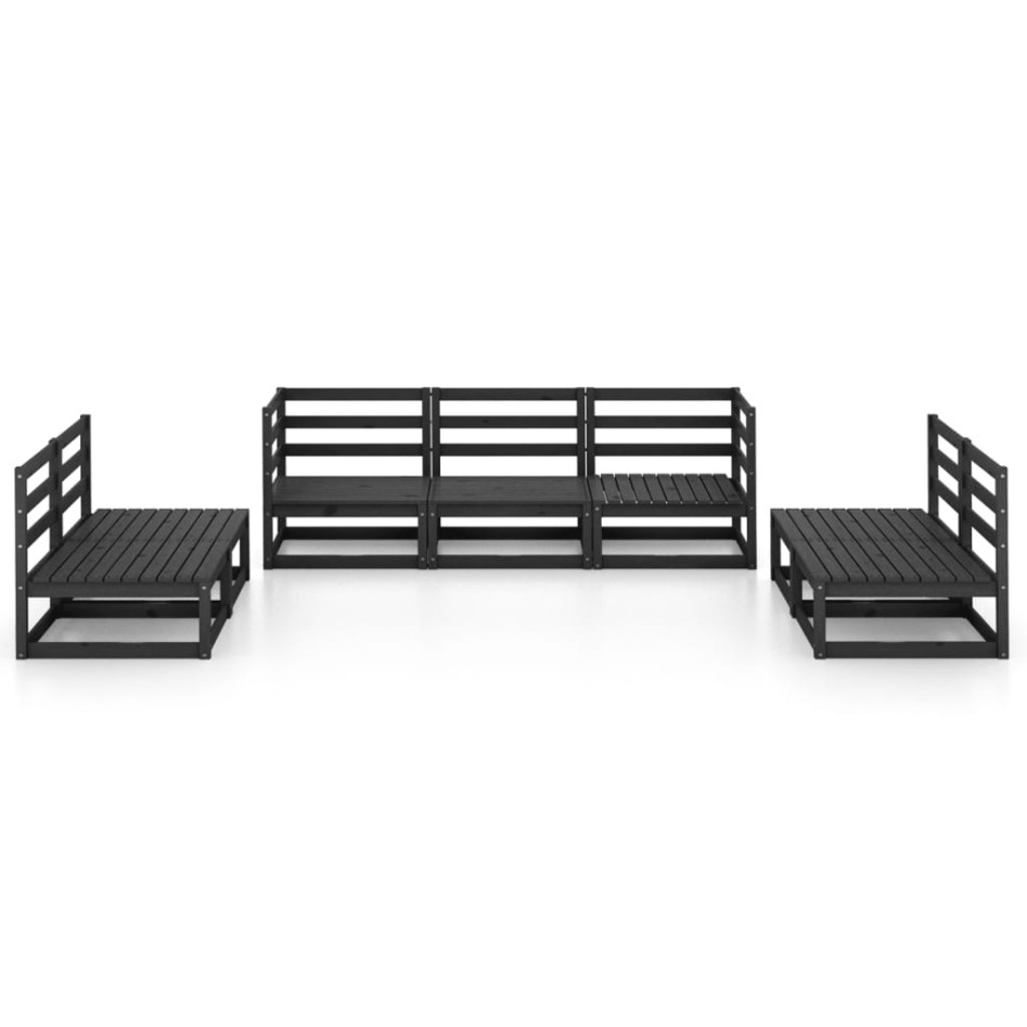 Juego de muebles de jardín 7 piezas negro madera maciza de