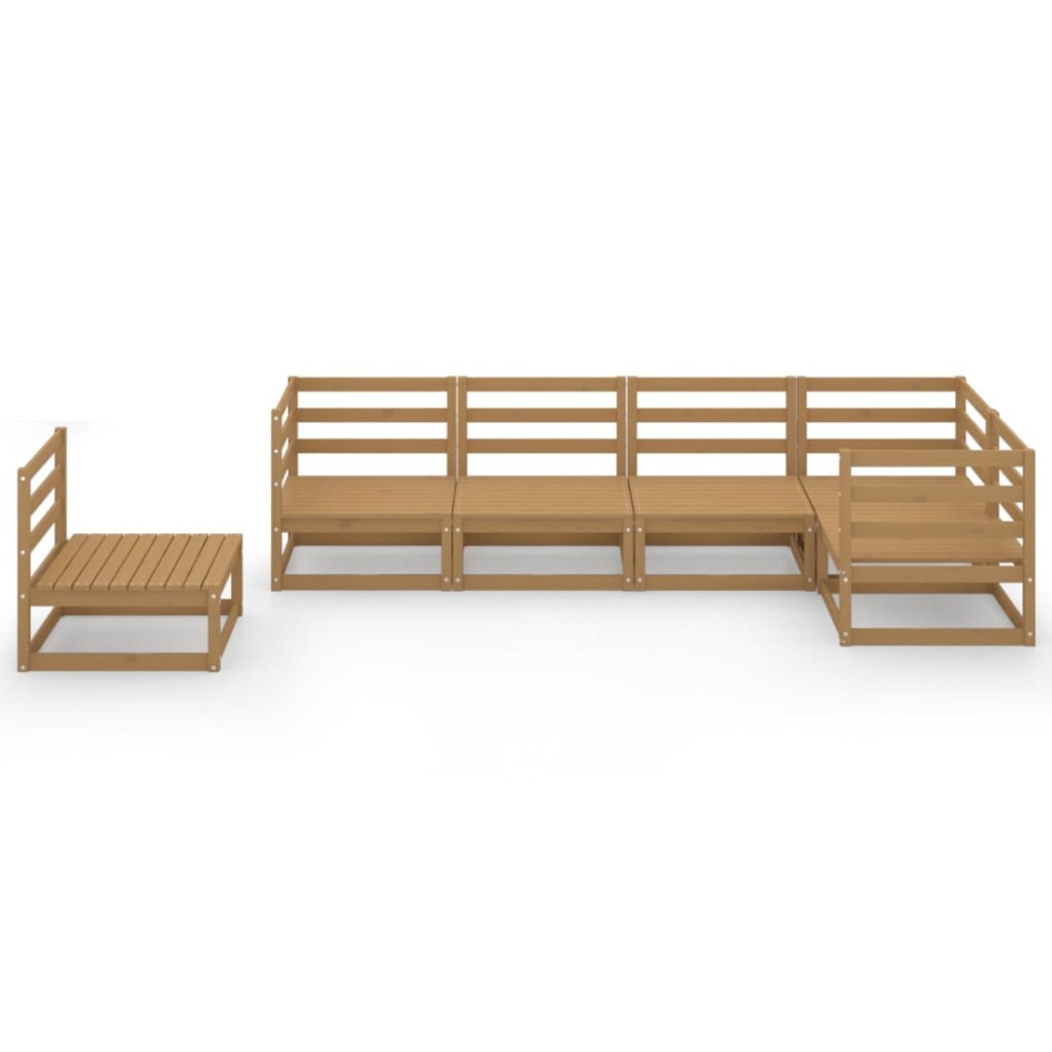 Muebles de jardín 6 piezas marrón miel madera maciza de