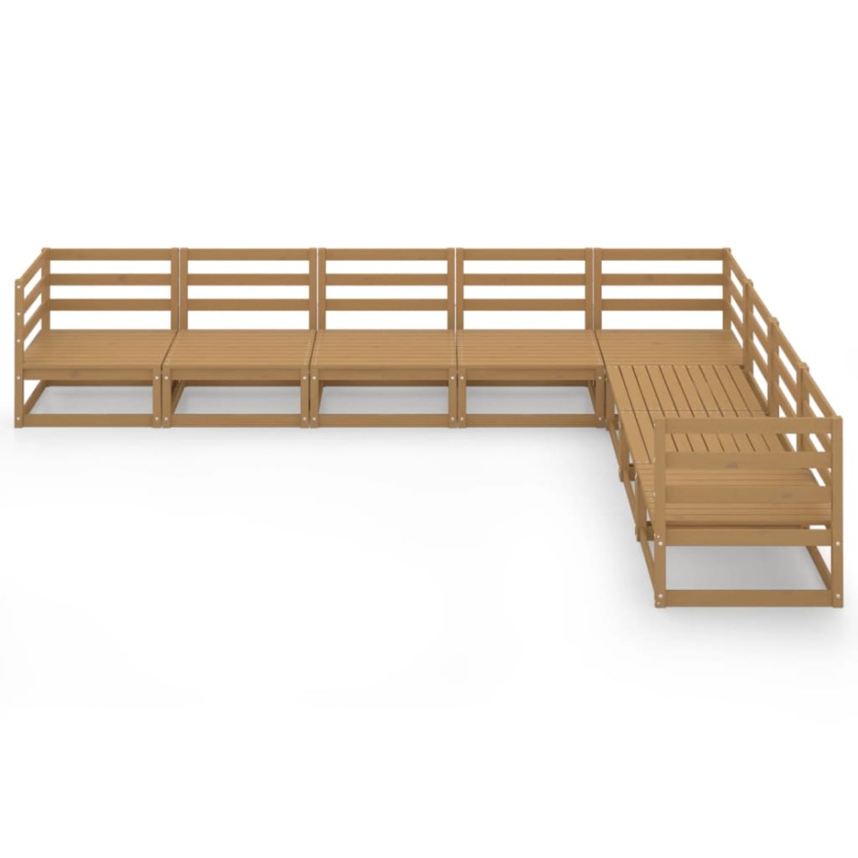 Muebles de jardín 8 piezas marrón miel madera maciza de