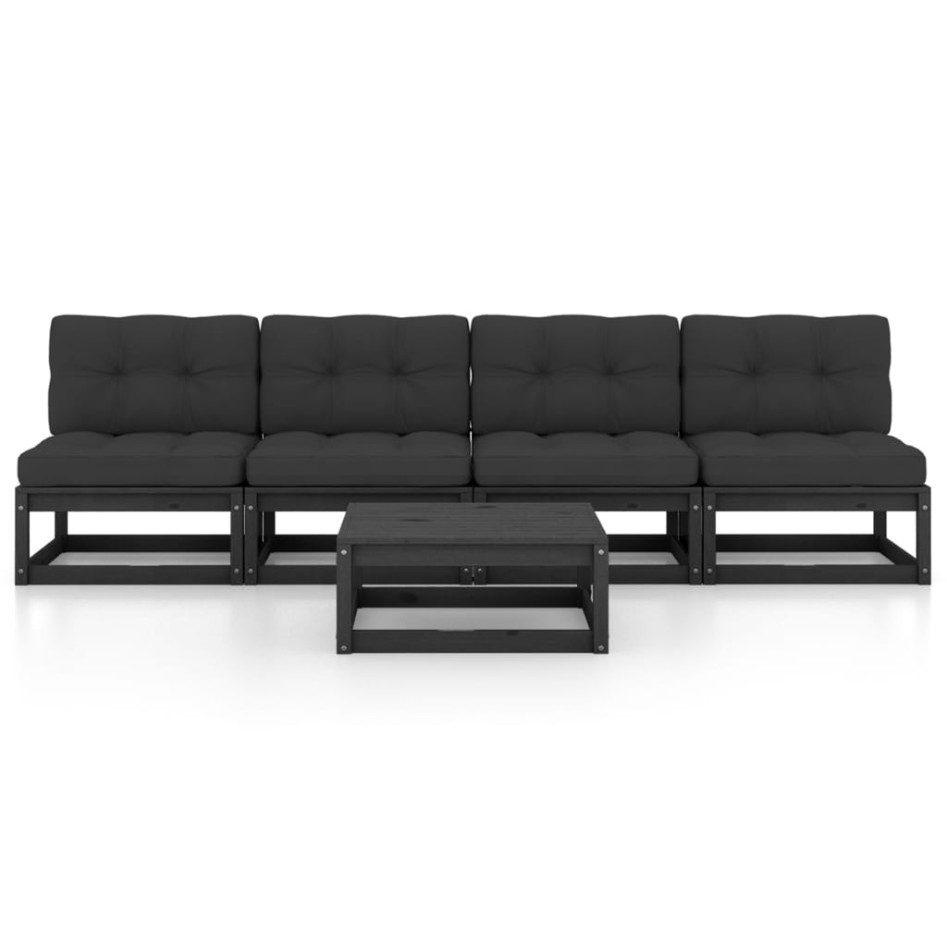 Juego de muebles de jardín 5 pzas y cojines madera pino